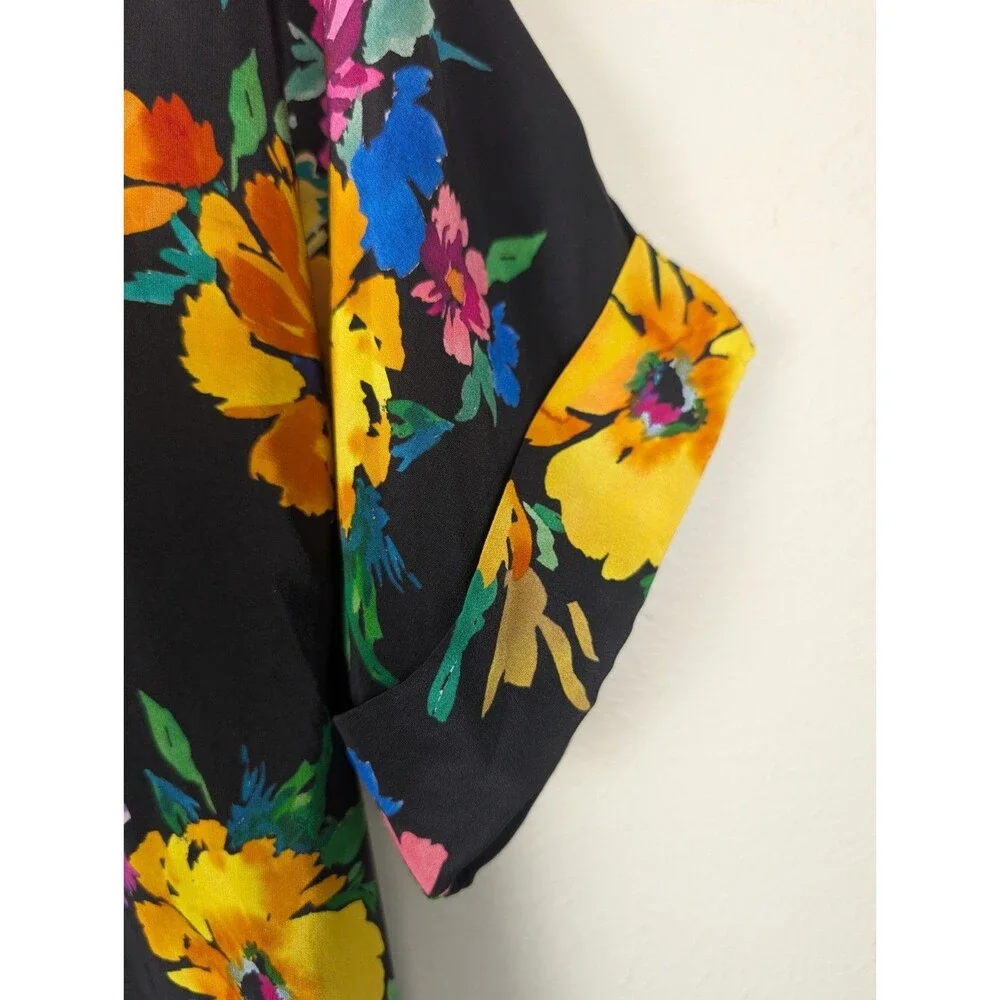 JOHNNY WAS Poppy Floral Silk Tiered Flared Pants & Button Shirt Set